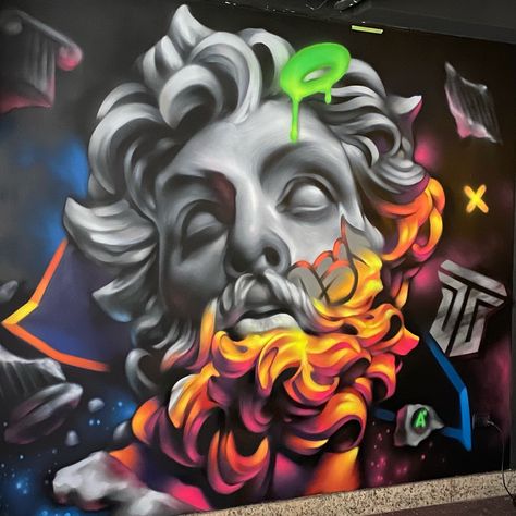 Graffiti mural street art escultura Bernini longuino murales con spray mano alzada realismo estilo color Spray Paint Mural Wall Art, Wall Graffiti Ideas, Crazy Art, Wall Murals Painted, Beer Bar, 2022 Fashion, Mural Wall Art, Aesthetic Guys, Mural Painting