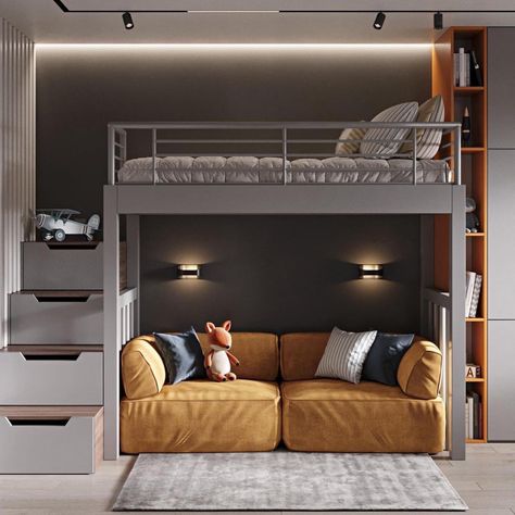 Bunk Bed Ideas, A Loft Bed, Bedroom Ideas For Small Rooms, Loft Style Bedroom, Loft Bed Plans, Bunk Beds Built In, Boys Bedroom Makeover, Small Room Design Bedroom, Bunk Bed Designs