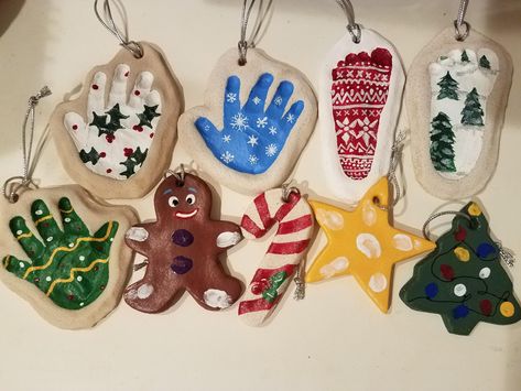 Salt Dough Christmas Ornaments Baby, Salt Dough Christmas, Baby Christmas Crafts, Salt Dough Christmas Ornaments, Handprint Ornaments, Handprint Christmas, Baby Art Projects, Salt Dough Ornaments, Dough Ornaments