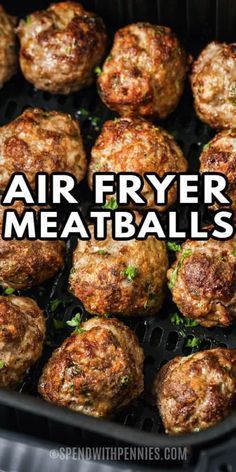 Try making these super tasty Air Fryer Meatballs for Italian night at home. These meatballs go with everything from spaghetti to subs, and they're great for batch cooking, too! #spendwithpennies #airfryermeatballs #recipe #entree #appetizer #Italian #homemade #beef #turkey #easy Air Fryer Meatballs, New Air Fryer Recipes, Resepi Biskut, Air Fryer Cooking Times, Cooks Air Fryer, Air Fried Food, Air Fryer Oven Recipes, Air Fry Recipes, Air Fryer Dinner Recipes