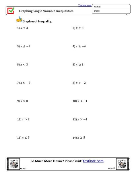 FREE & PRINTABLE Graphing Single Variable Inequalities Worksheet Inequalities Worksheet, Math Practices, Free Printable, Free Printables