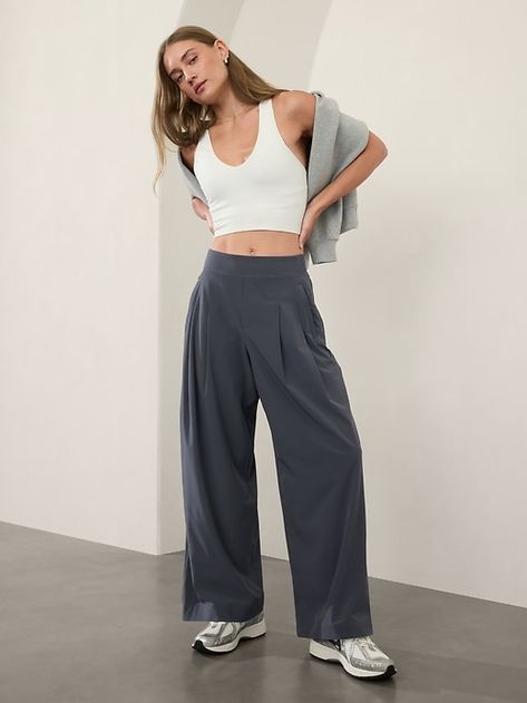 Brooklyn Heights High Rise Pleated Wide Leg Pant | Athleta Brooklyn Heights, Work And Travel, Bra Dress, Stylish Work Outfits, Fall Essentials, Wide Leg Pant, Work Clothes, Petite Size, Girls Shopping