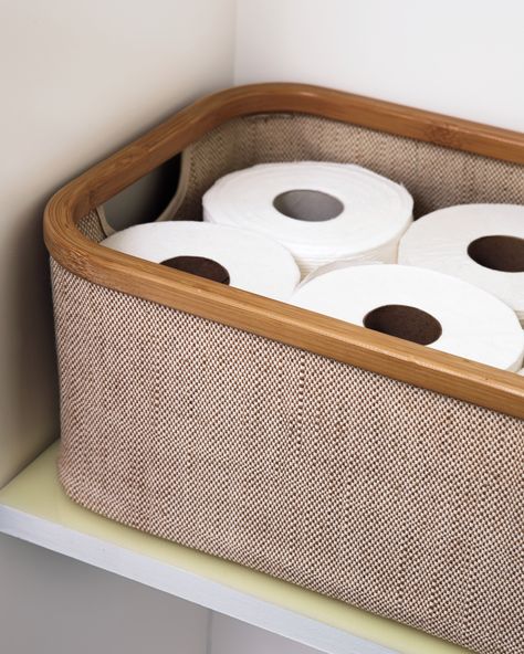 Smart Space-Saving Bathroom Storage Ideas | If you regularly have visitors, keeping an organized guest bathroom is an easy way to make sure your loved ones feel welcome and at home. Keep bins with the necessary sanitary and cleaning supplies so you're always ready for company.  #organization #bathroomorganization #storageideas #smallspacestorage #marthastewart Storage Ideas For Small Bathrooms, Best Storage Ideas, Easy Bathroom Organization, Ideas For Small Bathrooms, Wooden Folding Chairs, Space Saving Bathroom, Narrow Shelves, Bathroom Cleaning Supplies, Bathroom Drawers