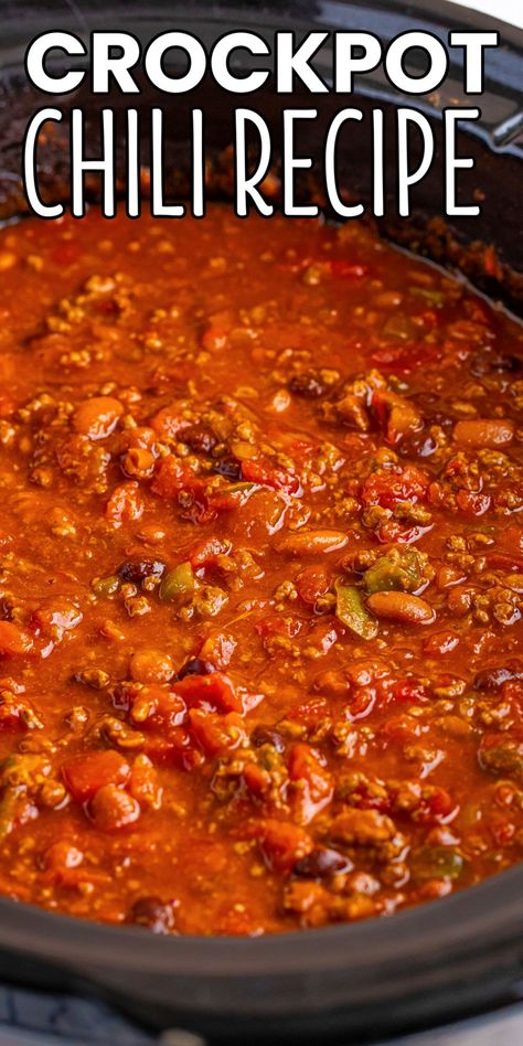 Crockpot Chili Recipe No Beans, Crockpot Chili Beans Easy, Dry Bean Chili Crockpot, Chili Recipe Crockpot Spicy, Chili In Crockpot, Best Crockpot Chili, Crockpot Chilli Beans, Easy Crockpot Chili, Potluck Ideas Crowd Pleasers