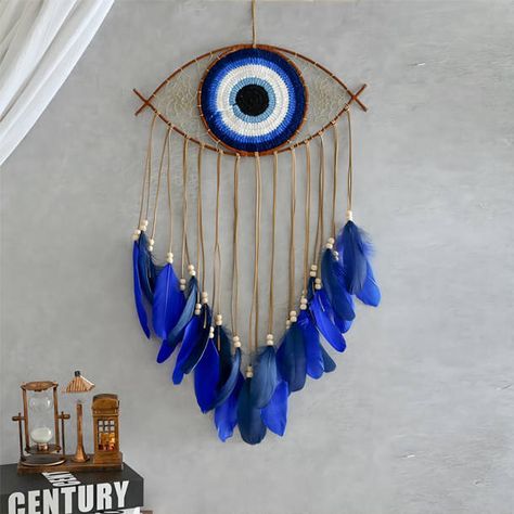 Dakota Fields Evil Eye Dream Catcher For Wall Decor & Reviews | Wayfair Evil Eye Dream Catcher, Eye Dream Catcher, Evil Eye Art, Feather Wall Hanging, Dream Catcher Craft, Handmade Evil Eye, Eye Decor, Dream Catcher Diy, Feather Crafts