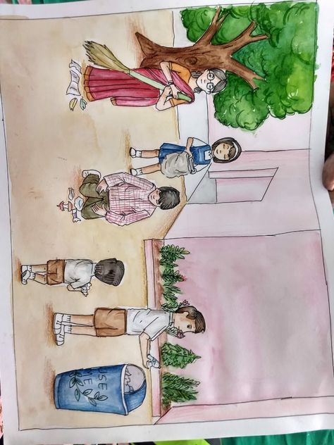 Children cleaning school ground School Ground, Cleaning Drawing, Elementary Drawing, Drawing Children, Art Competition Ideas, Children Drawing, Drawing Competition, Children Sketch, Karakter Disney