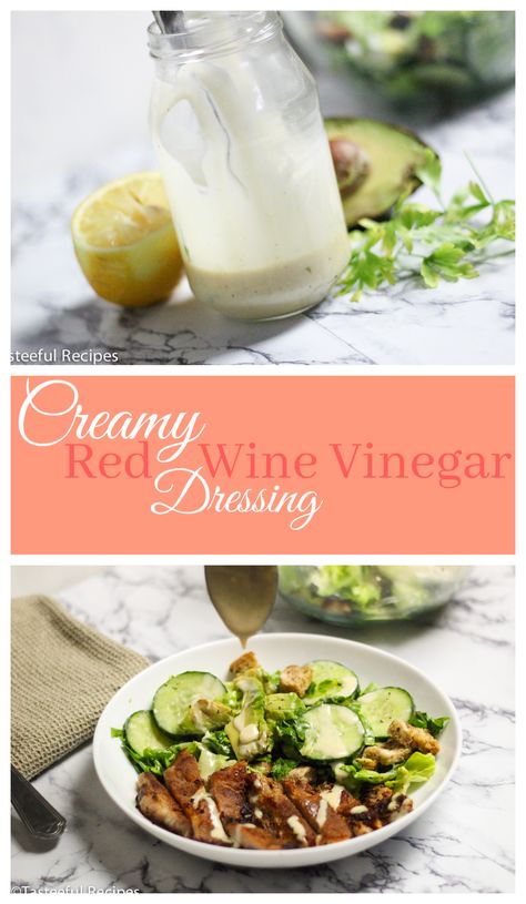 Creamy Red Wine Vinegar Recipe Creamy Red Wine Vinaigrette Dressing, Red Wine Vinegar Dressing Recipe, Red Wine Vinegarette, Red Wine Vinegar Salad Dressing, Vinegar Dressing Recipe, Clean Salad Dressings, Red Wine Vinegar Recipes, Mayo Salad Dressing, Homemade Creamy Italian Dressing