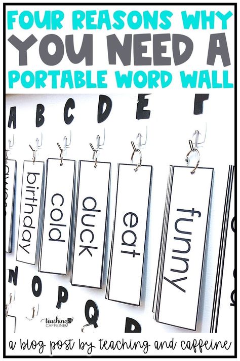 Word walls are amazing and I think every classroom should have one. However, I completely understand that they aren’t the easiest thing to put together. They take up so much space and what happens if you run out of room? Here are four reasons why you NEED a portable and interactive word wall in your kindergarten, first grade, second grade, and upper elementary classroom. Word Wall Ideas Elementary, Portable Word Wall, Portable Word Walls, Portable Classroom, Interactive Word Wall, Classroom Goals, Word Walls, Word Wall Cards, Upper Elementary Classroom