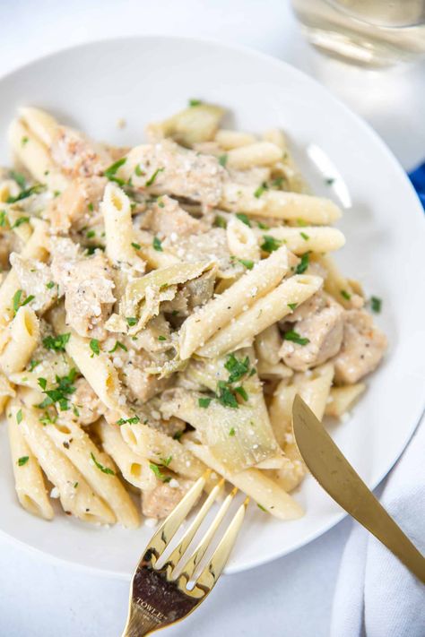 Creamy Chicken Artichoke Pasta Creamy Chicken Artichoke Pasta, Kenneth Temple, Chicken Artichoke Pasta, Butter Sauce For Pasta, Chicken Artichoke, Fall Drink Recipes, Chicken Penne, Artichoke Pasta, Creamy Chicken Pasta