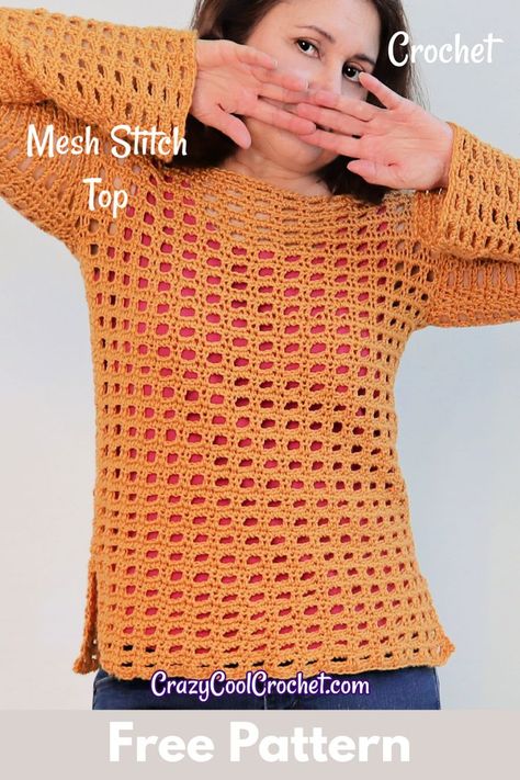 Simple Crochet Mesh Top, Crochet Net Sweater Free Pattern, Crochet Net Top Pattern, Crochet Mesh Crop Top Free Pattern, Crochet Mesh Pullover, Crochet Mesh Sleeves Pattern Free, Crochet Mesh Sweater Pattern, Crochet Mesh Cardigan Pattern Free, Crochet Mesh Sweater Free Pattern