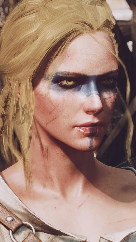 #thewitcher#ciri#cirilla#thewitcher3#viking#warpaint#mod Viking Warpaint, Warpaint Makeup, Celtic Makeup, Viking Face Paint, Barbarian Dnd, Viking Makeup, Makeup Stencils, Glasses Makeup, Tree Woman