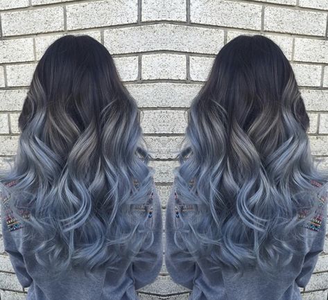 Blue Denim Hair, Blue Tips Hair, Denim Blue Hair, Blue Balayage, Pastel Blue Hair, Pastel Princess, Denim Hair, Guy Tang, Hair Ombre