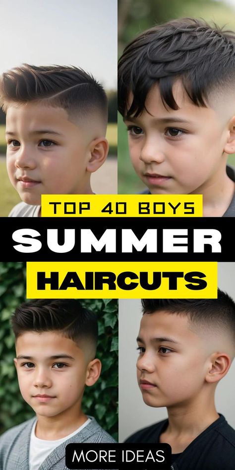 Boys Summer Haircuts Kid Hair Cuts For Boy, Boys Haircuts Thick Hair, Boys Modern Mohawk, Hair Styles For Boys With Straight Hair, Low Taper Fade Boys Haircut, Fade With Messy Top, Kids Hair Cuts Boys, Boys Haircut Asian, Fringe Boys Haircut