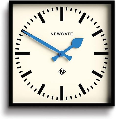 Amazon.com: NEWGATE® Number Five Railway Wall Clock - Square Clock - Kitchen Clock - Office Clock - Retro Clock - Designer Clock - Station Clock - Marker Dial (Blue Hands) : Home & Kitchen Square Clock, Colorful Wall Clocks, Clock Kitchen, Square Clocks, Kitchen Clock, Office Clock, Number Five, Kitchen Clocks, Retro Clock