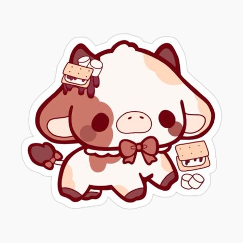 Kawaii Cows, Chibi Cow, Cute Cow Art, Mushroom Cow, Cow Cartoon Images, Kawaii Cow, Cute Fox Drawing, Cow Drawing