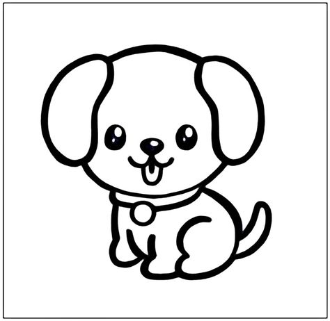 Dog Drawing Ideas Easy, Simple Dog Drawing For Kids, Easy Dog Drawing Simple, Simple Dog Drawing, Dog Drawing For Kids, Cute Cat Drawing Easy, Dog Drawing Easy, Puppy Drawing Easy, Easy Pictures