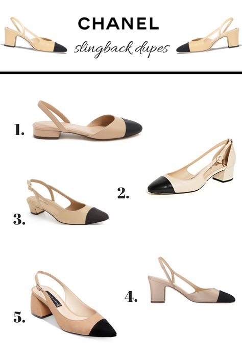 Want to look expensive on a budget? It's all about finding those perfect designer pieces for less, like these chanel captoe slingback designer dupes! Chanel Slingback Outfit, Slingback Chanel, Chanel Slingback, Mode Chanel, Christian Louboutin So Kate, Designer Pieces, Slingback Shoes, Slingback Heel, Fall Shoes