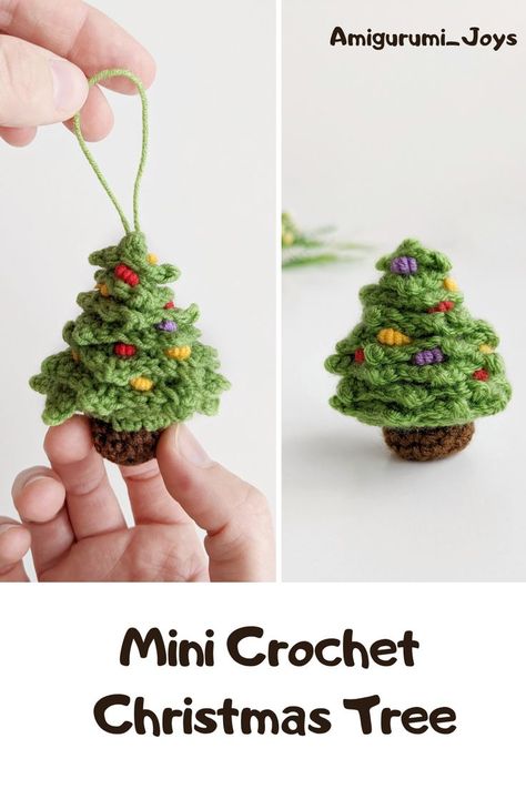 This crochet Christmas tree amigurumi pattern is a fast and simple Christmas tree to crochet! It can be an excellent gift during the holidays! Crochet Mini Christmas Tree, Mini Crochet Christmas, Crochet Mini Christmas, Christmas Tree Amigurumi, Tree Amigurumi, Crochet Skull Patterns, Crochet Nursery Decor, Crochet Holiday, Crochet Christmas Tree