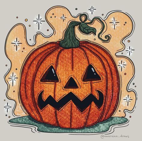 Marker Art Halloween, Things To Draw In Your Sketchbook Halloween, Pumpkin Fairy House Drawing, Spooky Drawings Ideas, Pumpkin How To Draw, Halloween Marker Drawings, Punkin Drawings, Easy Autumn Drawings, Cute Halloween Things To Draw