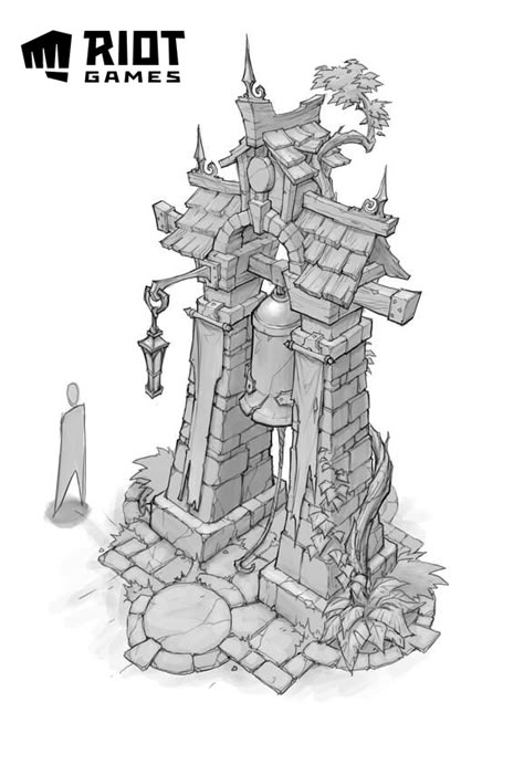 ArtStation - Riot Games Environment Art Test, Jeremy Page Environment Sketch, 3d Karakter, Art Test, Bangunan Minecraft, Props Concept, Environment Props, Isometric Art, Environment Art, Bell Tower