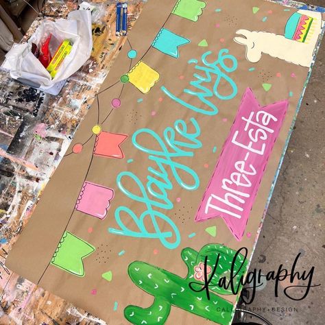 Bday Banner, Painted Banners, Painted Banner, Bar Banner, Ballerina Birthday Parties, Banner Drawing, Fiesta Theme Party, Fiesta Theme, Bachelorette Themes