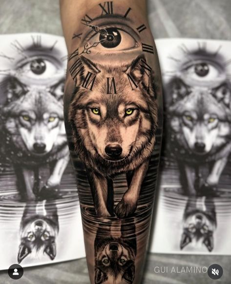 Half Sleeve Tattoos Wolf, Tato Naruto, Wolf Tattoo Forearm, Lone Wolf Tattoo, Left Arm Tattoos, Cubs Tattoo, Wolf Tattoos Men, Wolf Tattoo Sleeve, Family Tattoo Designs