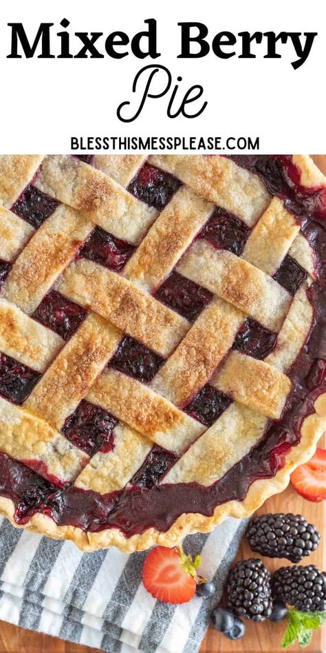 Mixed berry pie is make with raspberries, blueberries, blackberries, and strawberries and it's one of the best pies out there. This recipe is a family favorite and everyone cheers when I pull a berry pie from the oven. Berry Pie Filling Recipe, Frozen Berry Pie, Mixed Berry Pie Filling, Strawberry Blueberry Pie, Berry Slab Pie, Mixed Berry Pie Recipe, Berry Pie Filling, Berry Filling, Berry Pie Recipe