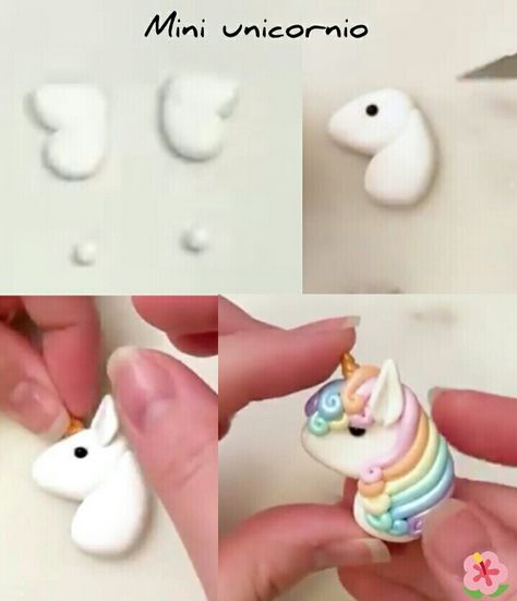 Polymer Clay Unicorn Tutorial, Air Dry Clay Unicorn, Clay Unicorn Diy, Polymer Clay Unicorn, Clay Pen, Clay Crafts For Kids, Clay Keychain, Unicorn Ornaments, Beads Craft Jewelry