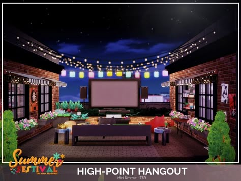 The Sims Resource - High Point Hangout - No CC Teen Hangout, The Sims 4 Lots, Tumblr Sims 4, Sims 4 Teen, Sims 1, Outdoor Movie, Cc Sims, Cozy Nook, Animal Skin