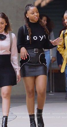 Grownish Outfits, Chloe Bailey Outfits, Grown Ish Outfits, Patch Skirt, Chloe Halle, Chloe And Halle, Rachel Williams, Grown Ish, Chloe Bailey