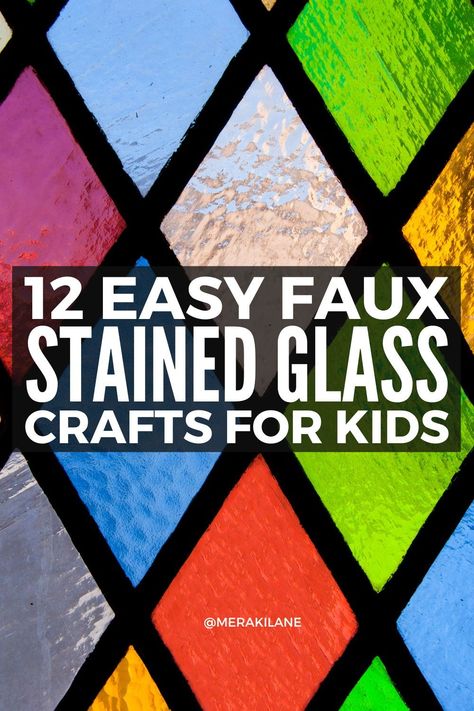 12 Easy and Beautiful Stained Glass Crafts for Kids | If you're looking for easy indoor crafts and activities for kids, stained glass projects are a great option. Many craft stores sell stained glass sets, but there are tons of DIY, homemade ideas that are just as fun to create together. And don't worry! They are totally child safe. Click for our fav stained glass ideas for all ages, including 'faux stained glass crafts' using materials like tissue paper, sharpie markers, leaves, beads, etc, Sharpie Stained Glass Craft, Stained Glass Paper Craft, Stained Glass Art Easy, Stained Glass Crafts For Kids, Easy Stained Glass Patterns Free, Simple Stained Glass Designs, Diy Stained Glass Projects, Faux Stained Glass Diy, Stained Glass Art Project