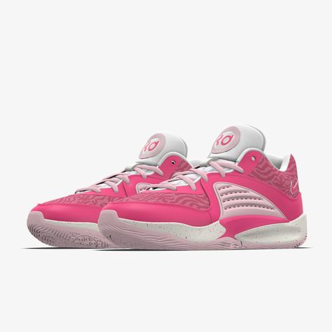 KD16 By You Custom Basketball Shoes. Nike CA Nike Pink Basketball Shoes, Pink Volleyball Shoes Nike, Colorful Basketball Shoes Nike, Cute Basketball Shoes Women, Nike By You, Hot Pink Basketball Shoes, Nike Basketball Shoes Womens, Colorful Basketball Shoes, Girl Basketball Shoes