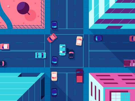 Autonomous Intersection by Down the Street on Dribbble Delivery Animation, City Gif, Collage Video, Ux Inspiration, Traffic Lights, Motion Graphics Inspiration, Motion Design Video, Motion Graphics Design, Motion Design Animation