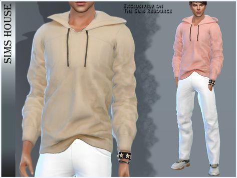 The Sims Resource - MEN'S SWEATSHIRT Sims 4 Men Clothing, Womens Denim Overalls, Sims 4 Male Clothes, Sims Four, Winter Outfits Men, Men Sweatshirt, Sims 4 Cc Finds, Cute Sweatshirts, Sims 4 Clothing