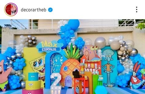 Spongebob Centerpieces, Pool Party Centerpieces, Spongebob Birthday Party Decorations, Party Rental Ideas, Mario Bros Cake, Spongebob Birthday Party, Spongebob Party, Spongebob Birthday, Dream Party