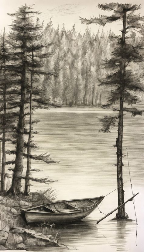 Realistic Landscape Pencil Drawings, Nature Tattoo Sleeve, Landscape Pencil Drawings, Nature Tattoo, How To Shade, Nature Tattoos, Tattoo Sleeve, Pencil Sketch, Sleeve Tattoos