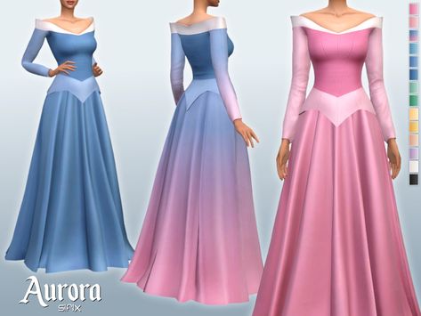 The Sims Resource - Aurora Dress Sims Disney, Disney Princess Challenge, Princess Aurora Dress, Mods Sims 4, Sims Medieval, Sims Packs, Aurora Dress, Pelo Sims, The Sims 4 Packs