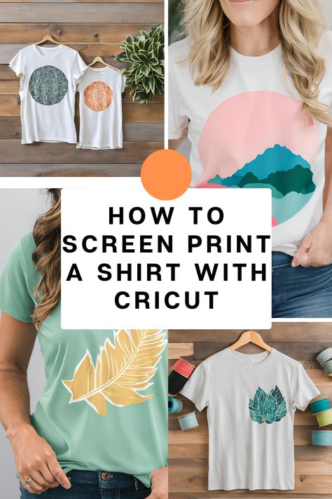 "Learn how to screen print a shirt with your Cricut! 👕🎨 Follow our easy, step-by-step guide to create custom designs and professional results. Perfect for DIY projects and personalized gifts! #CricutCrafts #ScreenPrinting #DIYShirts #CraftingGuide #CustomDesigns #CricutProjects" Tshirt Screen Printing Diy, Cricut Screen Printing Diy, Print On Shirts Diy, Dtg Printing Ideas, Cricut Shirt Projects, Cricut Projects Vinyl T Shirts Design, How To Screen Print, Making Shirts With Cricut, Diy Screen Printing Shirts