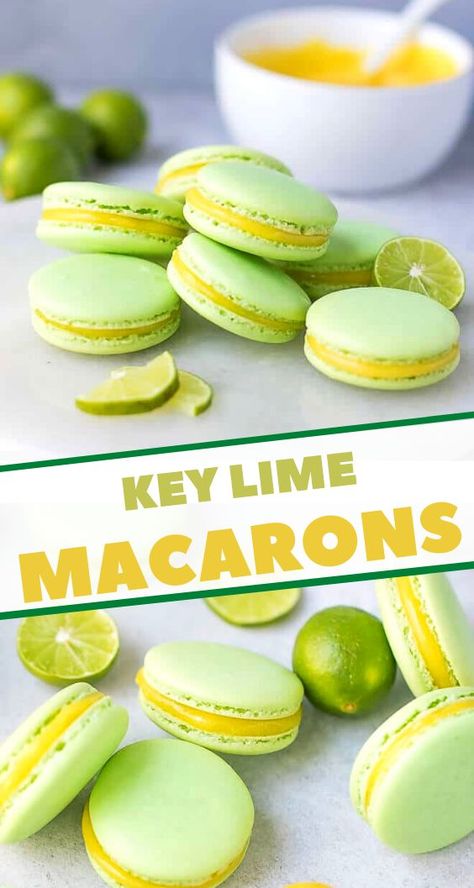 Recipes Macaroons, Key Lime Macarons, Lime Macarons, French Macarons Flavors, Easy Macaroons Recipe, French Macaroon Recipes, Lime Curd, French Macarons Recipe, Macarons Recipe