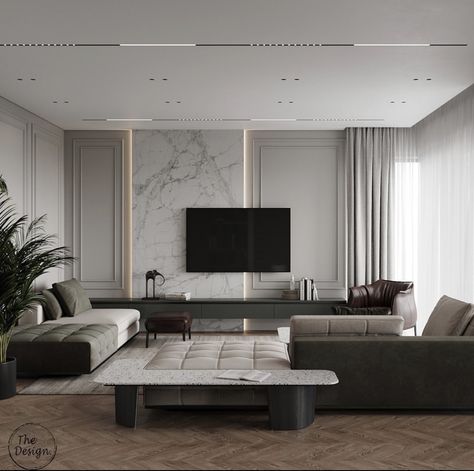 Painted Living Room Furniture, Tv Unit Interior Design, Modern House Interior, Neoclassical Interior, Living Room Tv Unit Designs, Aesthetic Living Room, Tv Wall Design, Tv Unit Design, Wallpaper Living Room