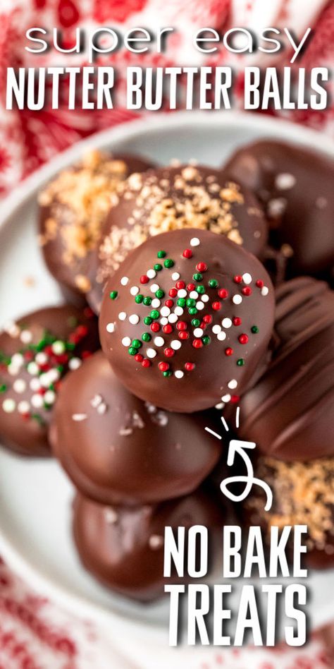 Reindeer Balls Recipe, Truffles No Bake, Peanut Butter Cake Balls, Truffles Desserts, Balls Dessert, Chocolate Balls No Bake, Christmas Non Bake Treats, Christmas Treats No Bake, Easy Christmas Truffles