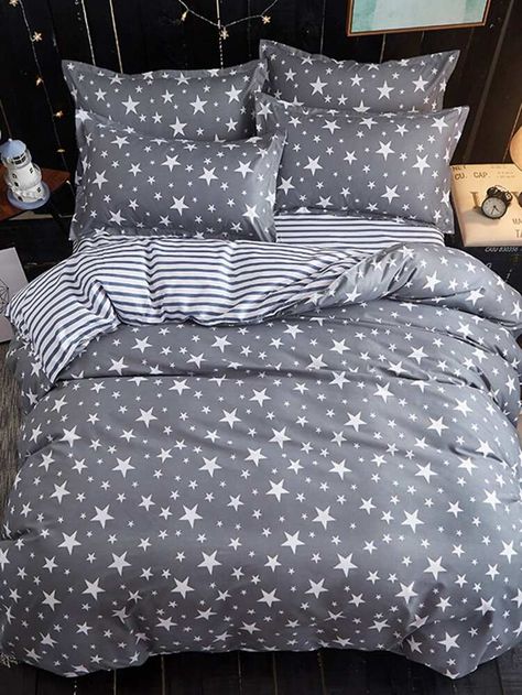 Star Print Duvet Cover & Sheet & Sham Set | SHEIN USA Princess Bedding Set, Bedding Quilt, Bed Cover Sets, Super King Size Bed, Bed Quilt Cover, Comforter Bedding Sets, Cotton Bedding Sets, King Bedding Sets, Fabric Bed