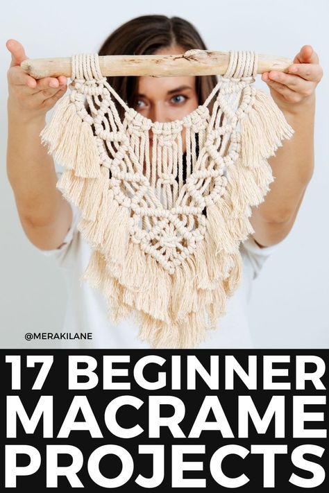 17 Beginner Macrame Projects for Teens | Macrame is an ancient craft that involves knotting cords together to create various patterns, designs, and textures. Macrame is not only a creative outlet but also a meditative practice - the repetitive motions of knotting can be calming and soothing. From plant hangers and wall hangings to jewelry and accessories, there are lots of simple, easy, and small ideas for beginners, and we've curated the best of the best in this post! Macrame Patterns Beginner Step By Step, Macrame Knots For Beginners, Beginner Macrame Projects, Basic Macrame Knots, Beginner Macrame, Basic Knots, Basic Macrame, Pola Macrame, Half Hitch Knot