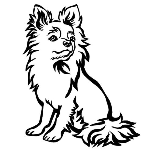 Dog Drawing For Kids, Chihuahua Drawing, Long Hair Drawing, Chihuahua Tattoo, B Names, Face Stencils, Dog Outline, Chihuahua Art, Long Haired Dogs