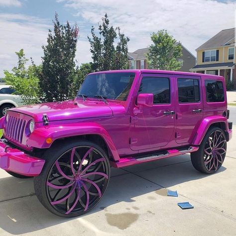 Pink Lifted Trucks, Pink Jeep Wrangler, Pink Cars, Barbie Car, Bday Wishes, Custom Jeep Wrangler, Pink Jeep, Dream Cars Jeep, Girly Car