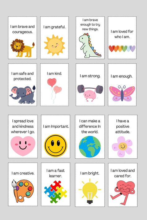 Creative Crafts for Toddlers: Explore and Create Together Parenting Affirmations, Affirmation Cards For Kids, Affirmation Cards Printable, Positive Affirmations For Kids, Embossing Techniques, Positive Affirmation Cards, Affirmations For Kids, Mindfulness For Kids, Cards For Kids