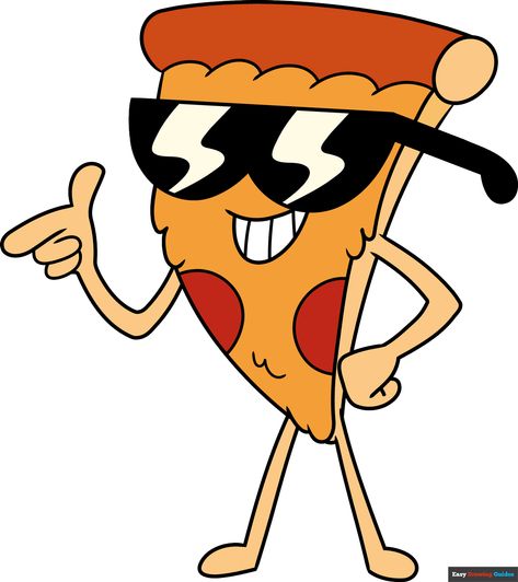 Cartoon Food Drawing, Pizza Drawings, How To Draw Pizza, Pizza Food, Drawing Of Pizza, Pizza Drawing Easy, Eating Drawing, Pizza Doodle, Pizza Character