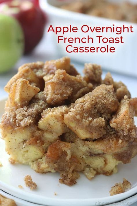 Apple Overnight French Toast Casserole Overnight French Toast Casserole, Apple French Toast Casserole, Cinnamon Streusel Topping, Apple French Toast, Bananas Foster French Toast, Baked French Toast Casserole, French Toast Casserole Overnight, Thanksgiving Breakfast, Christmas Breakfast Recipe