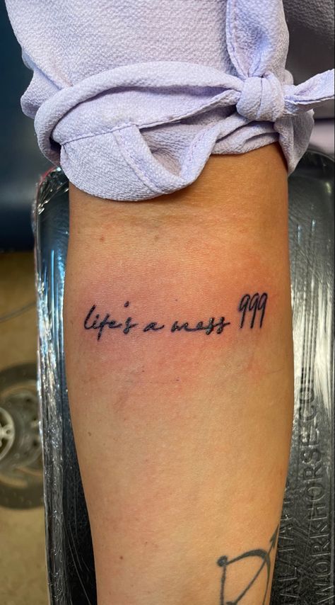 Lifes A Mess Tattoo, 999 Tattoo, 444 Tattoo, Think Tattoo, Rib Tattoos For Women, Brush Tattoo, Remembrance Tattoos, Clever Tattoos, Chest Tattoos For Women