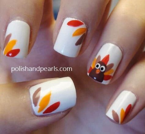 9 Festive Fall Nail Designs Turkey Nails, Fall Thanksgiving Nails, Thanksgiving Nail Designs, Thanksgiving Nail Art, Nagellack Trends, Pearl Nails, Thanksgiving Nails, Nails For Kids, Fall Nail Art